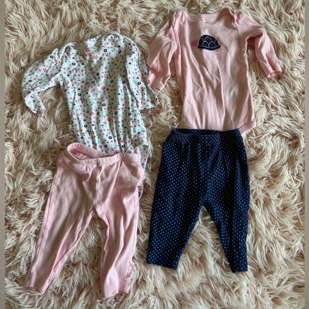 Baby Girl Long Sleeve Bodysuits and Pants Set
